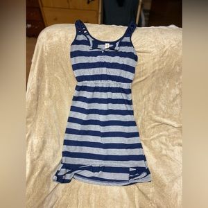 Juniors gray and blue striped summer dress
